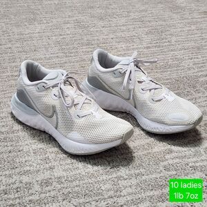 Nike women's Renew running shoes white silver size 10 (CK6360-003)